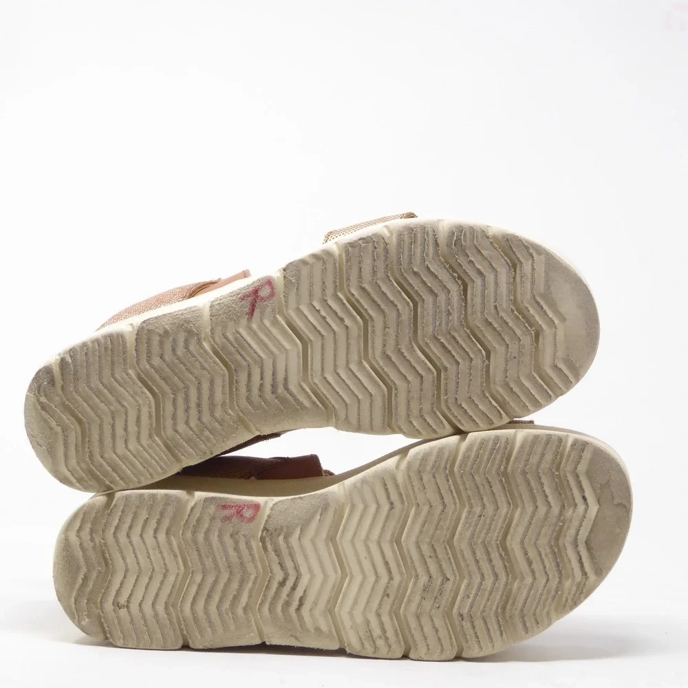 OTBT Women Nova Platform Sandals Rose Gold Leather Textile 7.5M